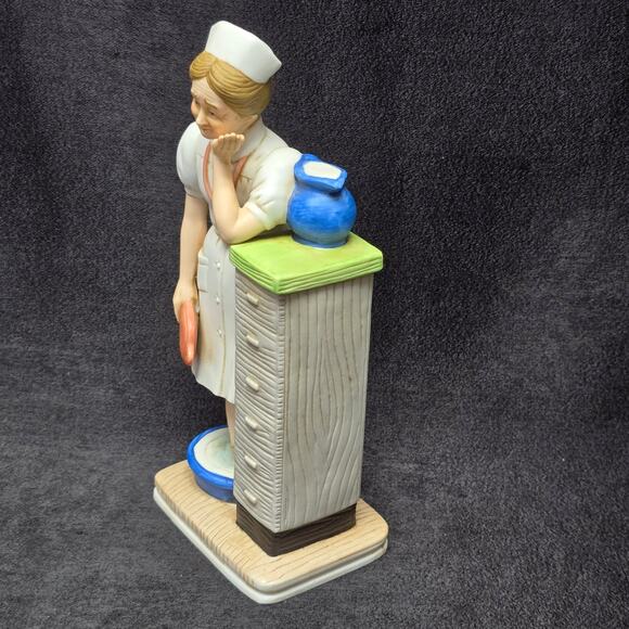 Lefton Tired Nurse with Hot Water Bottle Ceramic Collectible Figurine - Picture 3 of 11